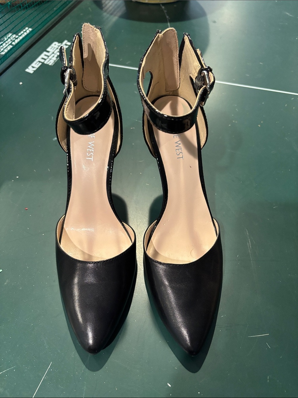 Nine West Black Pointed Toe Ankle-Strap Pumps with Buckle